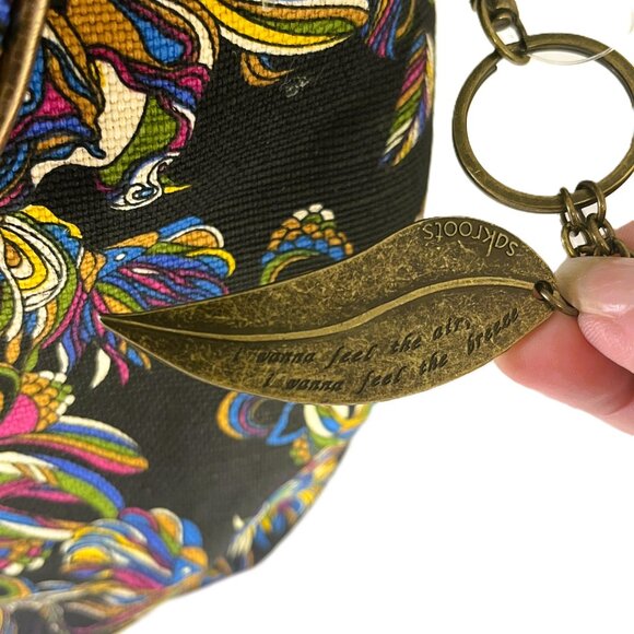 Sakroots Convertible Backpack Shoulder Crochet Stitching Charms Canvas Purse - Picture 9 of 16